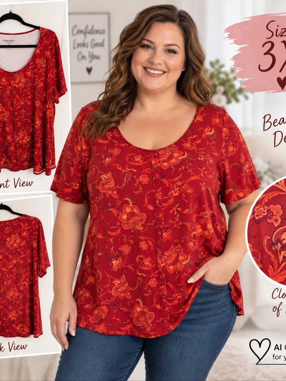 Torrid Red Floral Women's Top